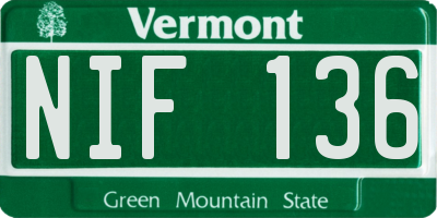 VT license plate NIF136