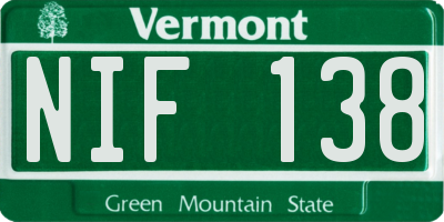 VT license plate NIF138