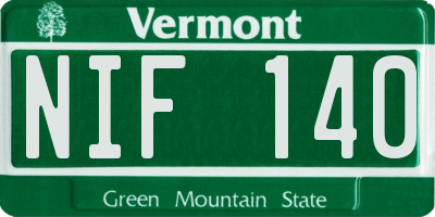 VT license plate NIF140