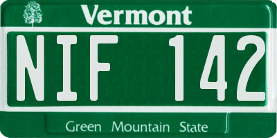 VT license plate NIF142