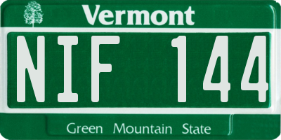 VT license plate NIF144
