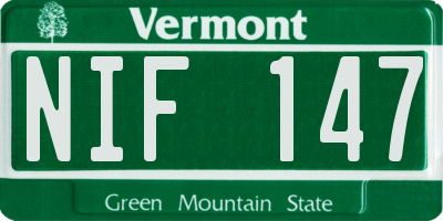 VT license plate NIF147