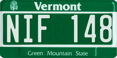 VT license plate NIF148