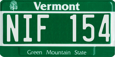 VT license plate NIF154