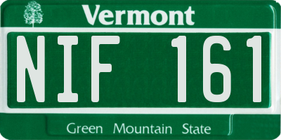 VT license plate NIF161