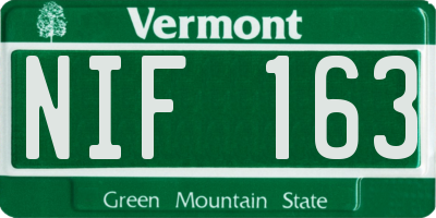 VT license plate NIF163