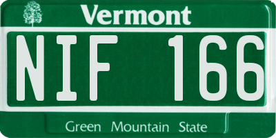 VT license plate NIF166