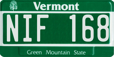 VT license plate NIF168