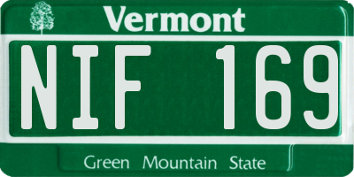 VT license plate NIF169