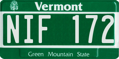 VT license plate NIF172