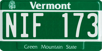 VT license plate NIF173