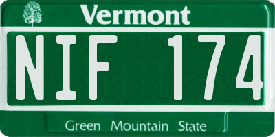 VT license plate NIF174