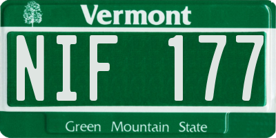 VT license plate NIF177