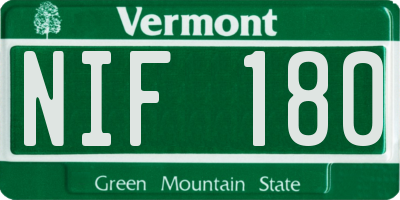 VT license plate NIF180