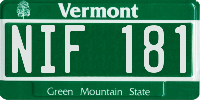 VT license plate NIF181