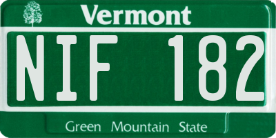 VT license plate NIF182