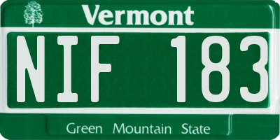 VT license plate NIF183