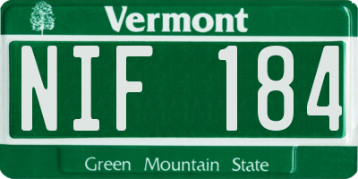 VT license plate NIF184