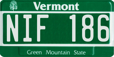 VT license plate NIF186