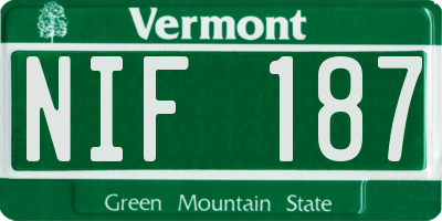 VT license plate NIF187