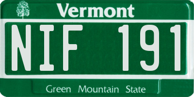 VT license plate NIF191