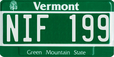 VT license plate NIF199