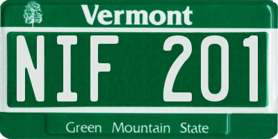 VT license plate NIF201