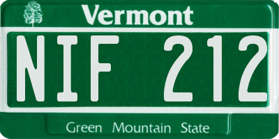 VT license plate NIF212