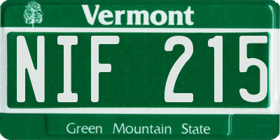 VT license plate NIF215