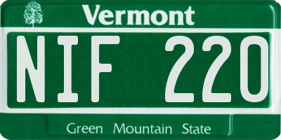 VT license plate NIF220
