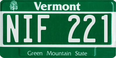 VT license plate NIF221