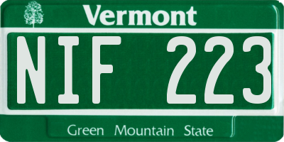 VT license plate NIF223