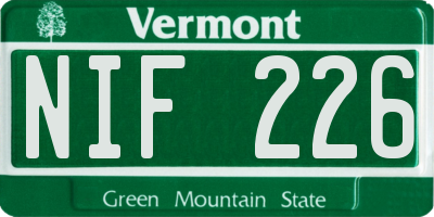VT license plate NIF226
