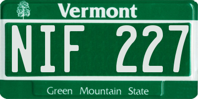 VT license plate NIF227