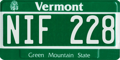 VT license plate NIF228