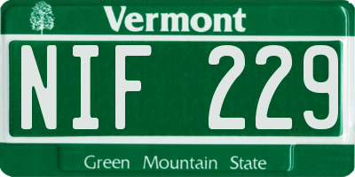 VT license plate NIF229