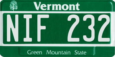VT license plate NIF232