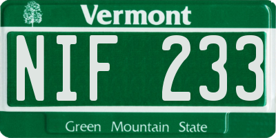 VT license plate NIF233
