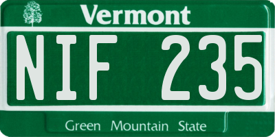 VT license plate NIF235