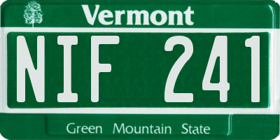 VT license plate NIF241
