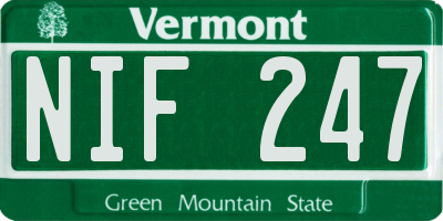 VT license plate NIF247