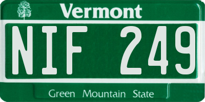 VT license plate NIF249