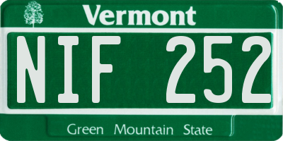VT license plate NIF252