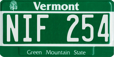 VT license plate NIF254