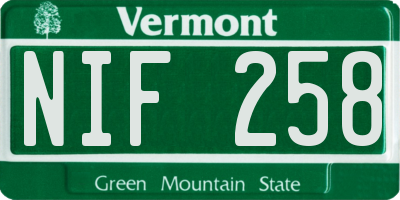 VT license plate NIF258