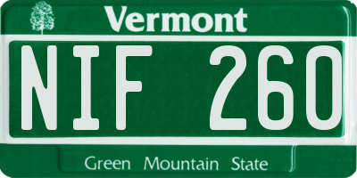 VT license plate NIF260