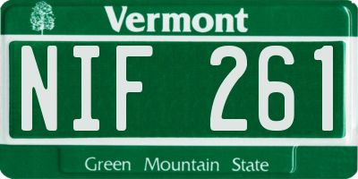 VT license plate NIF261