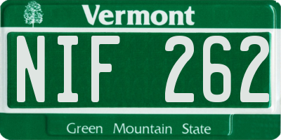 VT license plate NIF262