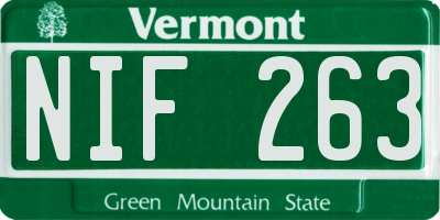 VT license plate NIF263