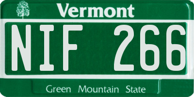 VT license plate NIF266
